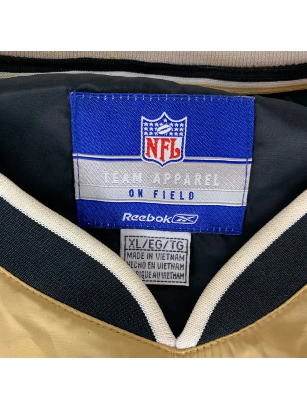 New Orleans Saints NFL Black Gold Reebok Pullover Jacket Mens XL